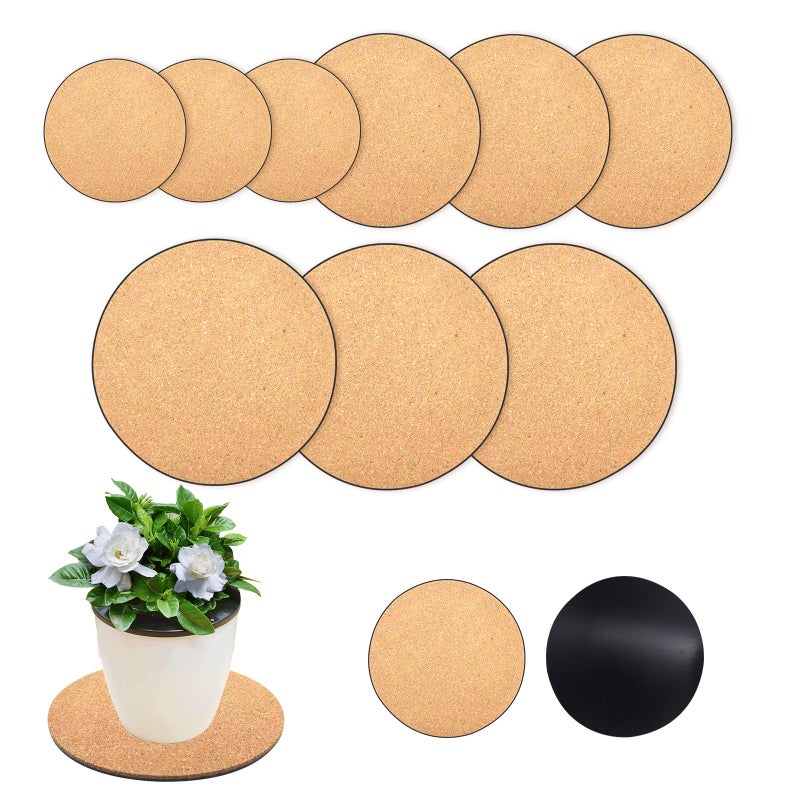 Purple Star 9 Pcs 3 Sizes Cork Plant Coasters Cork Plant Mat - 4/6/8 Inch Cork Plants Pads DIY Plant Coasters for House Plants Indoors  Cork Pads for Plant - Image 1
